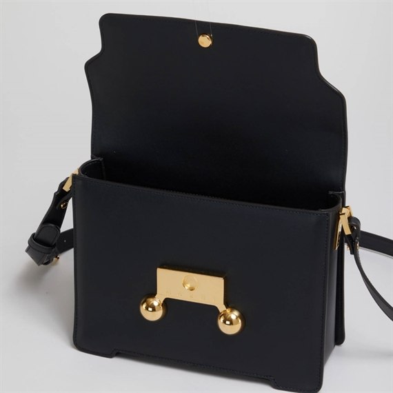 Marni Medium Shoulder Bag, Black Calf Leather 